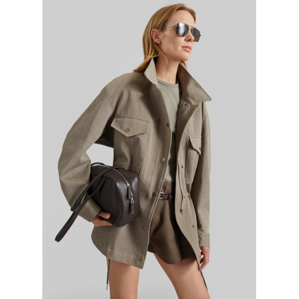 The Frankie Shop Danto Drawstring Utility Jacket – Light Brown, view 3