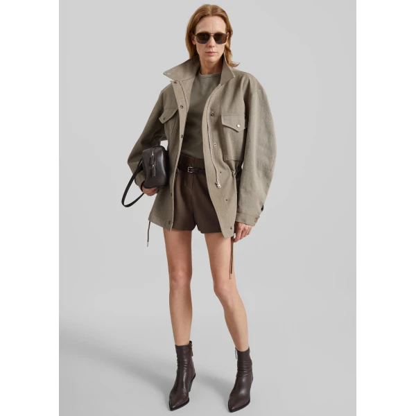The Frankie Shop Danto Drawstring Utility Jacket – Light Brown, view 4