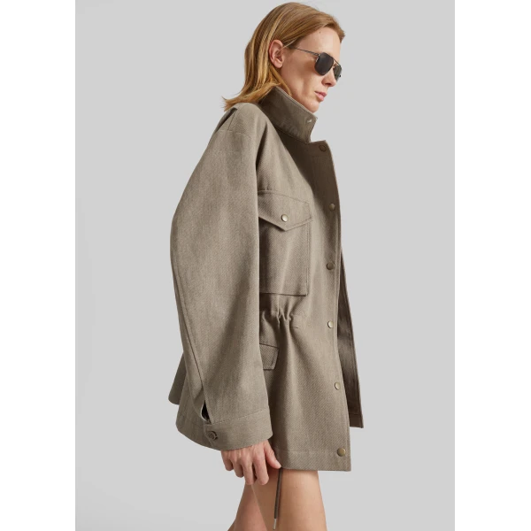 The Frankie Shop Danto Drawstring Utility Jacket – Light Brown, view 5
