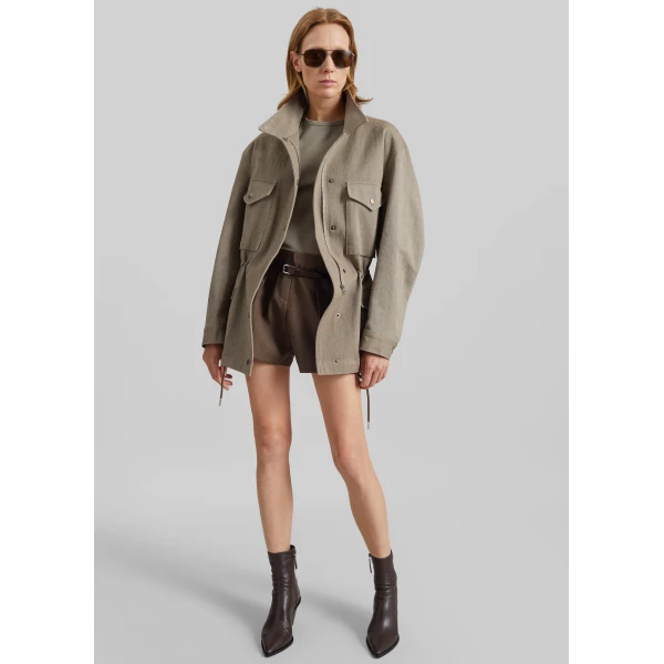 The Frankie Shop Danto Drawstring Utility Jacket – Light Brown, view 6
