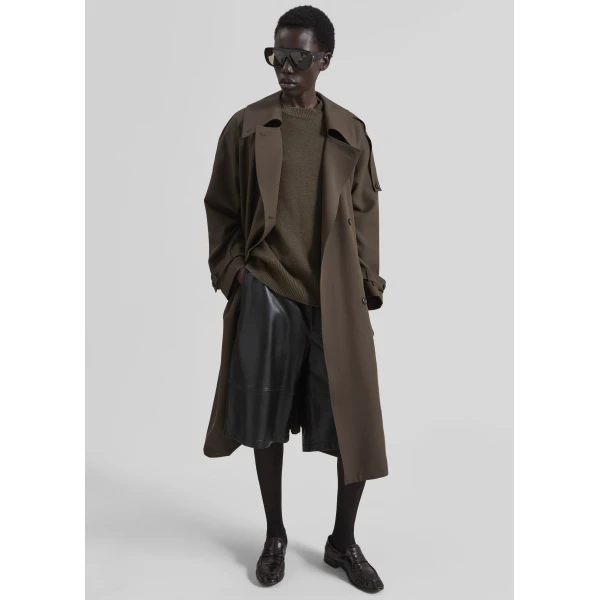 The Frankie Shop Dartford Trench Coat – Olive Brown, view 3