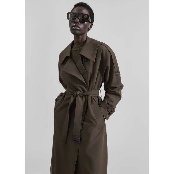 The Frankie Shop Dartford Trench Coat – Olive Brown, view 5