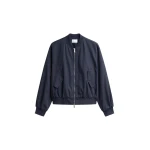 The Frankie Shop Davron Denim Effect Bomber Jacket - Dark Navy - Oversized Minimalist Jackets in Blue - Shop at Coveti