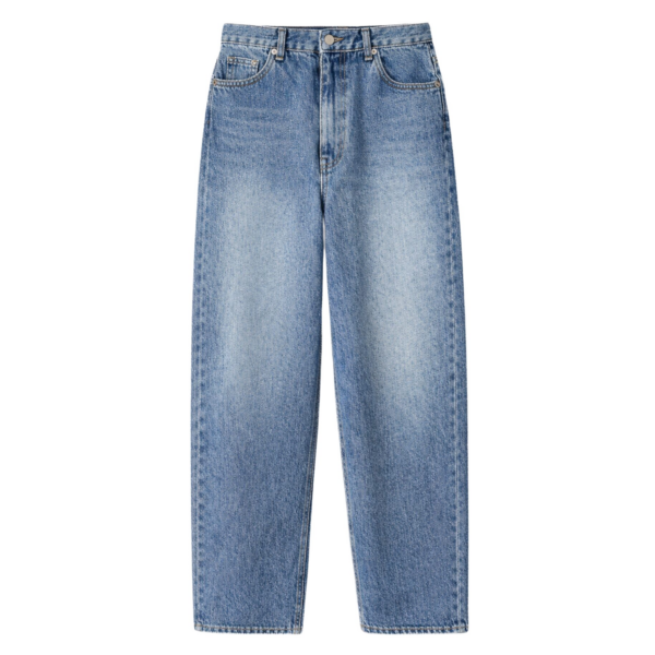 The Frankie Shop Dawson Wide Leg Jeans - Medium Wash - Oversized Minimalist Pants in Grey - Shop at Coveti