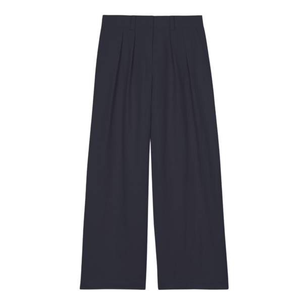 The Frankie Shop Daytona Pleated Trousers - Navy - Oversized Minimalist Pants in Blue - Shop at Coveti