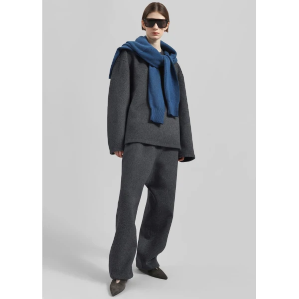 The Frankie Shop Delancey Long Sleeve Wool Top – Dark Grey Melange, view 2