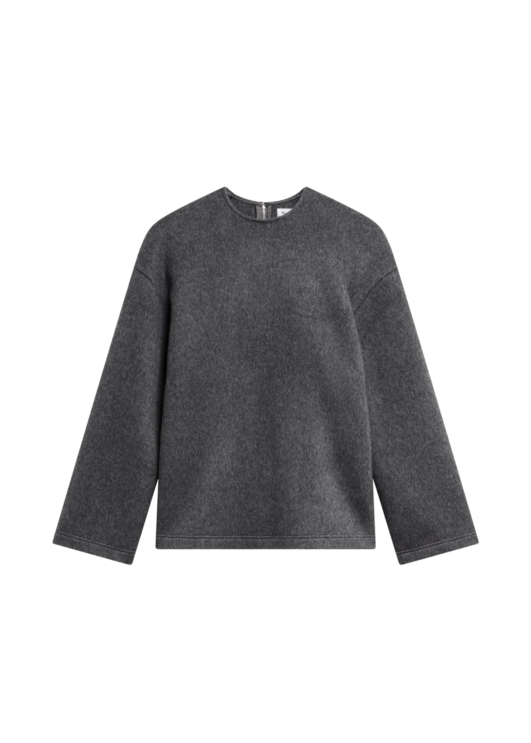 The Frankie Shop Delancey Long Sleeve Wool Top – Dark Grey Melange