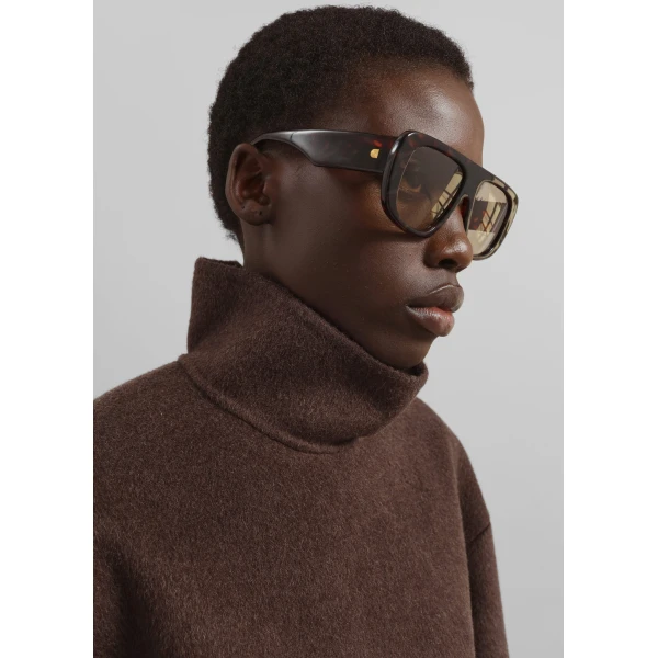 The Frankie Shop Delancey Mock Neck Wool Top – Brown Melange, view 4