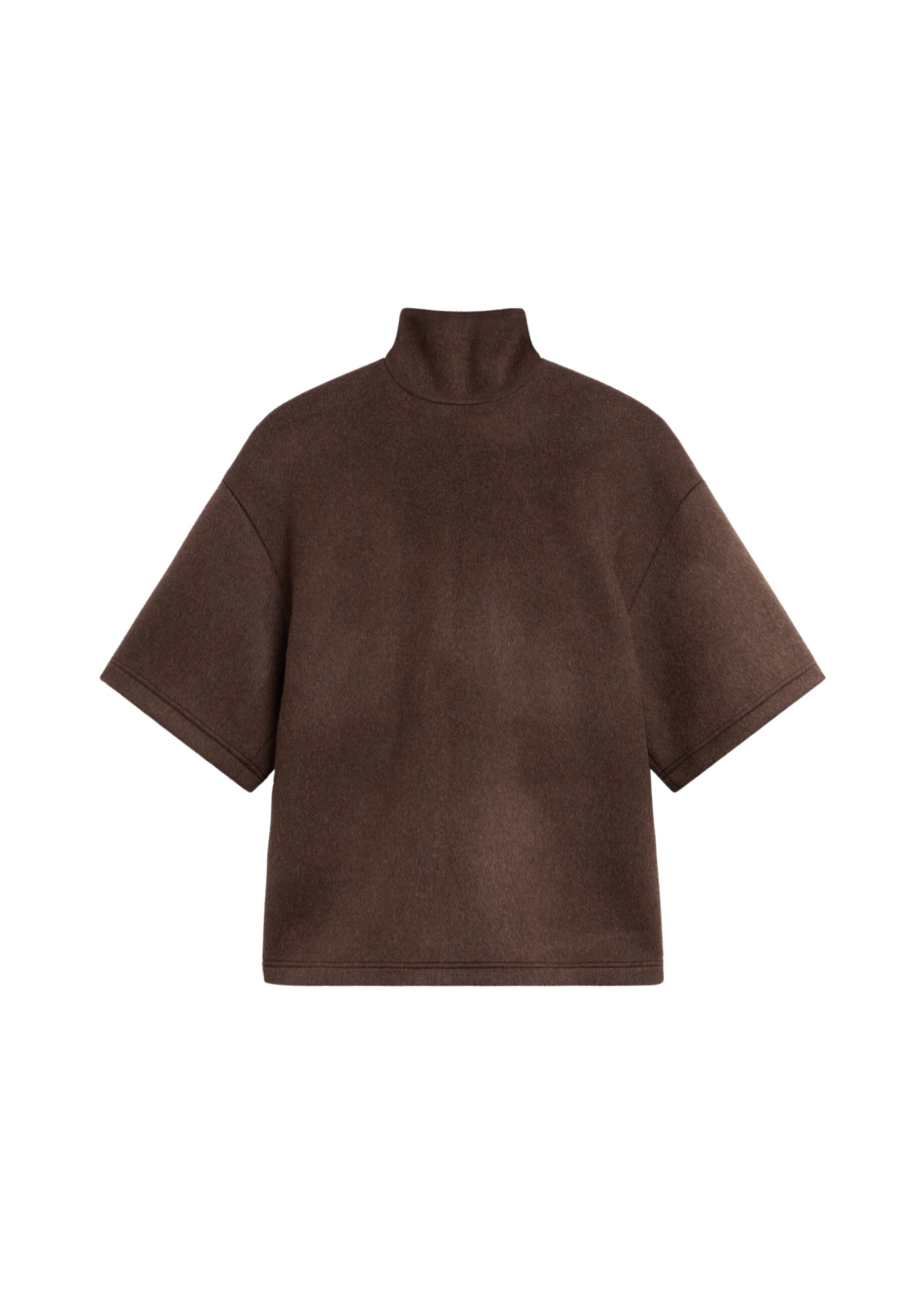 The Frankie Shop Delancey Mock Neck Wool Top – Brown Melange