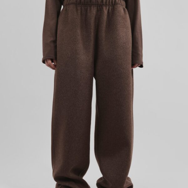 The Frankie Shop Delancey Wool Joggers - Brown Melange - Oversized Minimalist Pants in Beige - Shop at Coveti