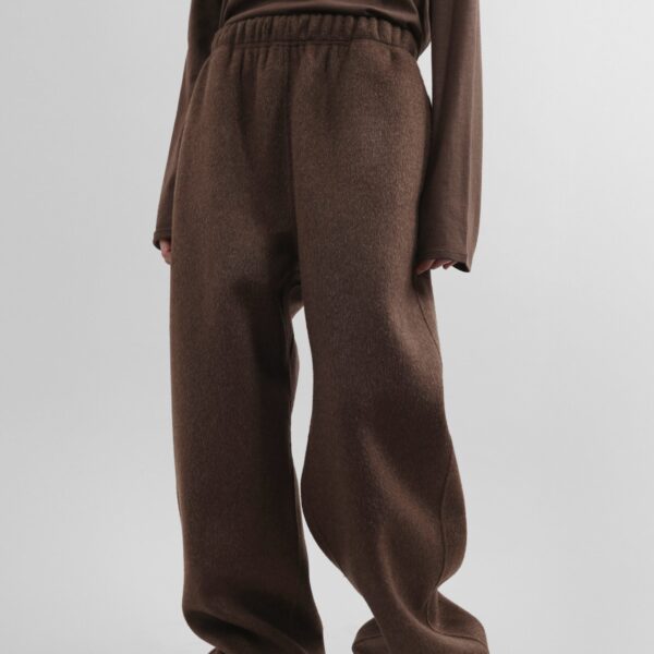 The Frankie Shop Delancey Wool Joggers - Brown Melange - Oversized Minimalist Pants in Beige - Shop at Coveti