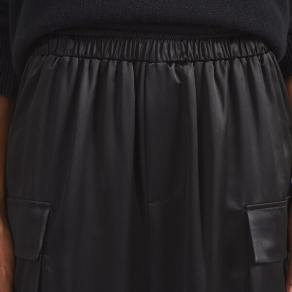 The Frankie Shop Delny Satin Cargo Pants - Black - Oversized Minimalist Pants in Black - Shop at Coveti