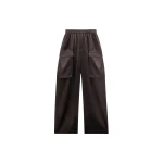 The Frankie Shop Delny Satin Cargo Pants - Dark Brown - Oversized Minimalist Pants in Beige - Shop at Coveti