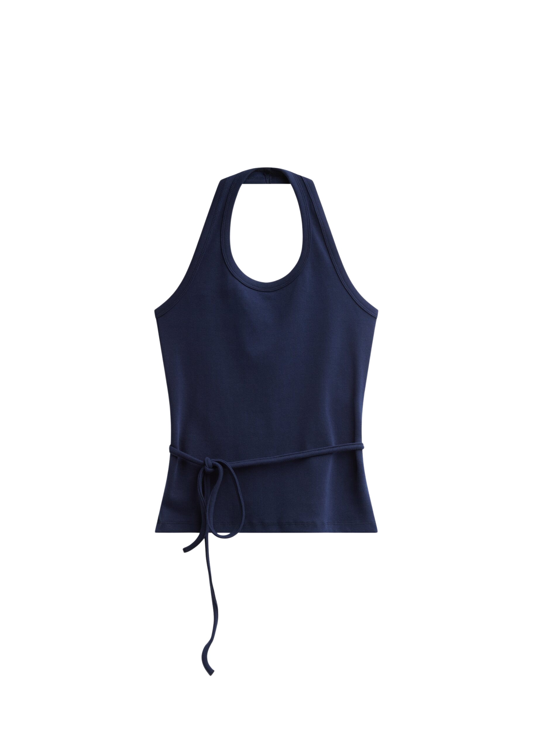 The Frankie Shop Denia Halter Tie Top – Navy