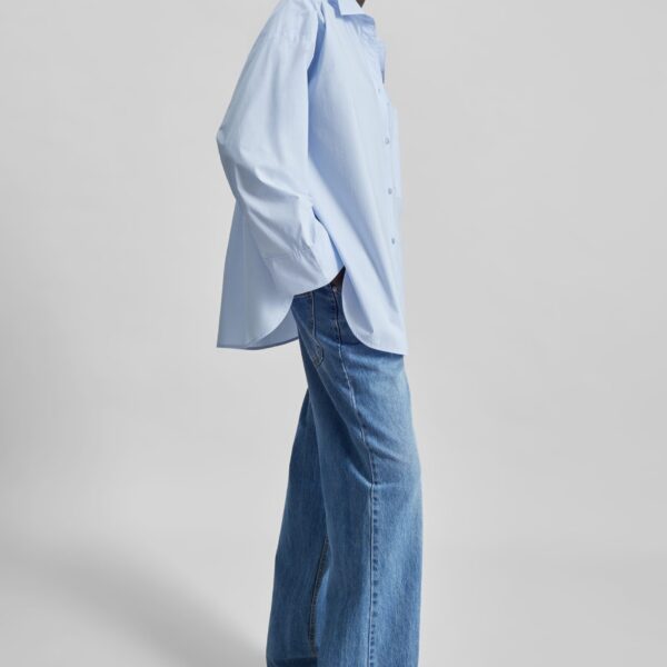 The Frankie Shop Derris Cotton Shirt - Periwinkle Blue - Oversized Minimalist Tops in Purple - Shop at Coveti