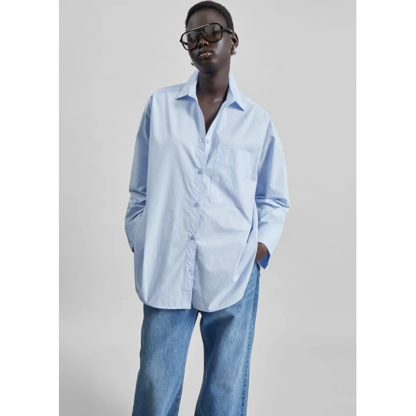 The Frankie Shop Derris Cotton Shirt – Periwinkle Blue, view 3