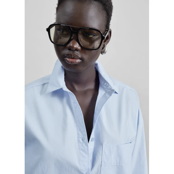 The Frankie Shop Derris Cotton Shirt – Periwinkle Blue, view 4