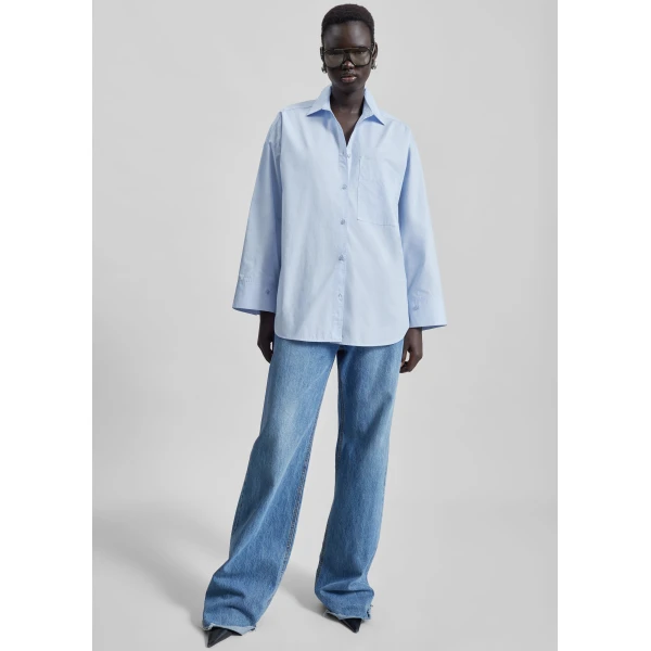 The Frankie Shop Derris Cotton Shirt – Periwinkle Blue, view 6