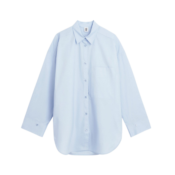 The Frankie Shop Derris Cotton Shirt - Periwinkle Blue - Oversized Minimalist Tops in Purple - Shop at Coveti
