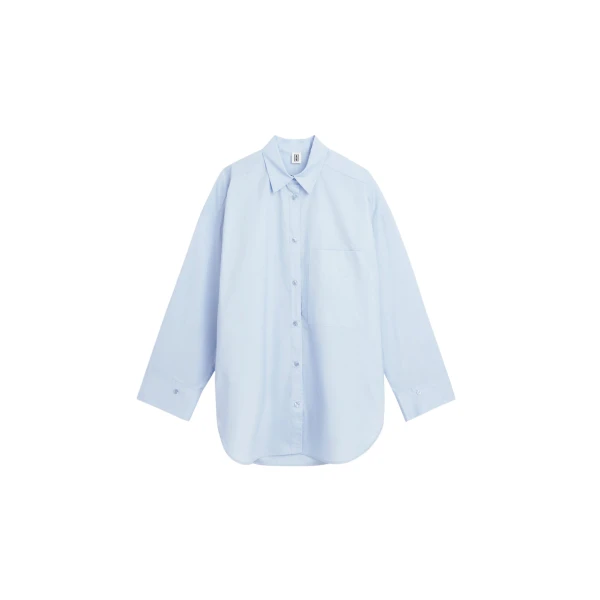 The Frankie Shop Derris Cotton Shirt - Periwinkle Blue - Oversized Minimalist Tops in Purple - Shop at Coveti