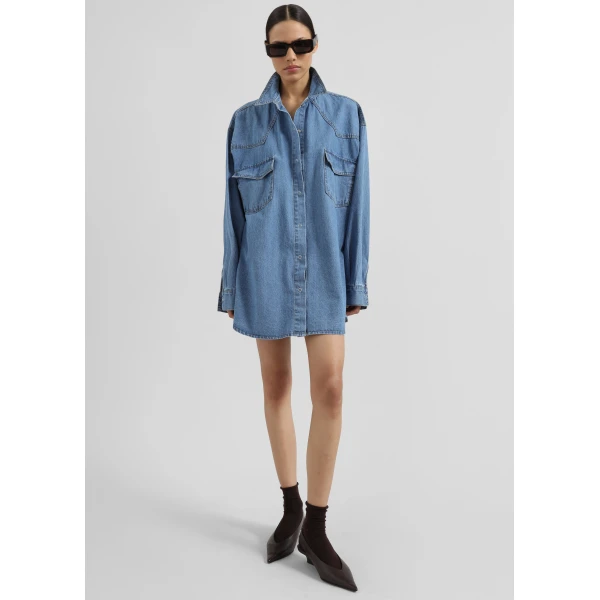 The Frankie Shop Desona Denim Shirt – Medium Wash, view 2