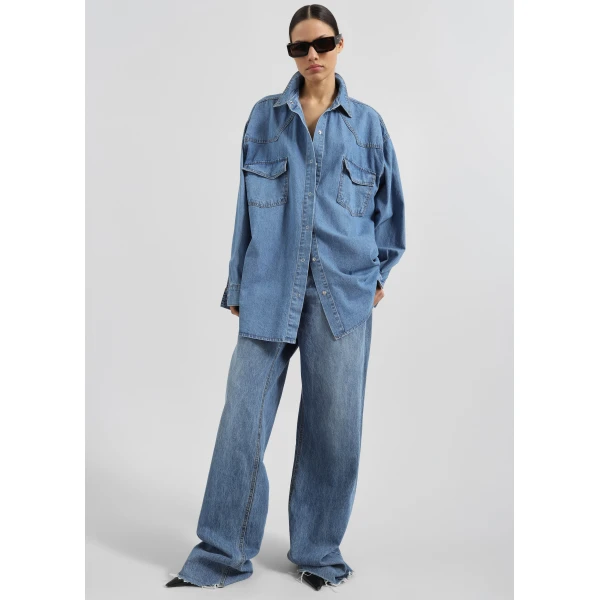The Frankie Shop Desona Denim Shirt – Medium Wash, view 3