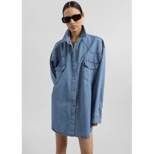 The Frankie Shop Desona Denim Shirt – Medium Wash, view 5