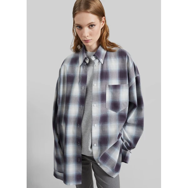 The Frankie Shop Devv Shirt – Checked Blue, view 2