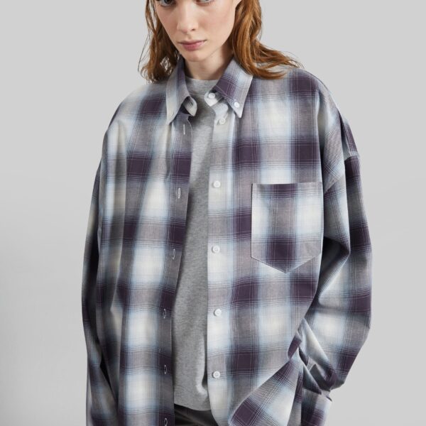 The Frankie Shop Devv Shirt - Checked Blue - Oversized Minimalist Tops in Multicolour - Shop at Coveti