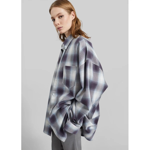 The Frankie Shop Devv Shirt – Checked Blue, view 3