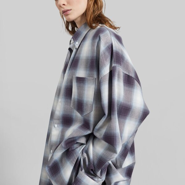 The Frankie Shop Devv Shirt - Checked Blue - Oversized Minimalist Tops in Multicolour - Shop at Coveti