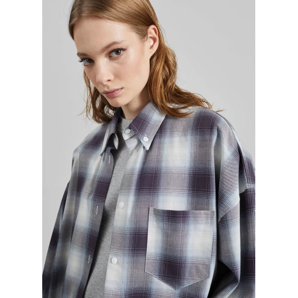 The Frankie Shop Devv Shirt – Checked Blue, view 4
