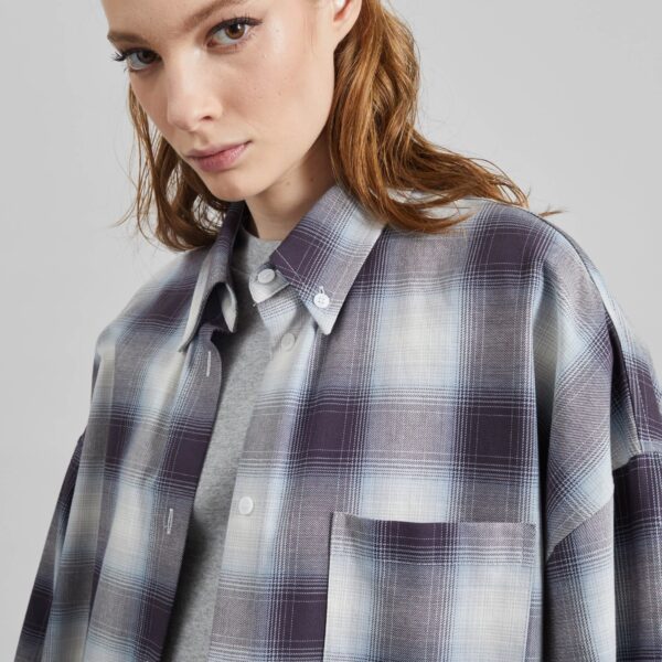 The Frankie Shop Devv Shirt - Checked Blue - Oversized Minimalist Tops in Multicolour - Shop at Coveti