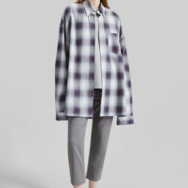 The Frankie Shop Devv Shirt - Checked Blue - Oversized Minimalist Tops in Multicolour - Shop at Coveti