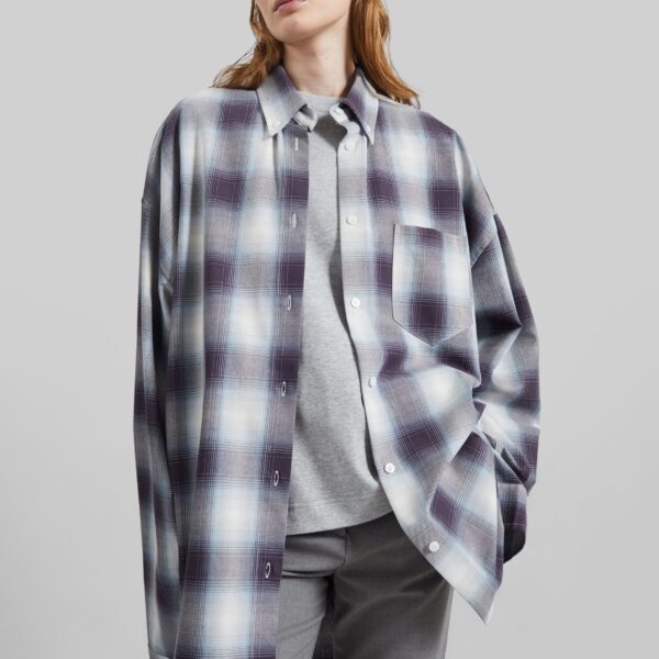 The Frankie Shop Devv Shirt - Checked Blue - Oversized Minimalist Tops in Multicolour - Shop at Coveti