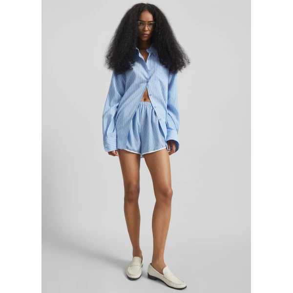 The Frankie Shop Deya Fluid Mini Boxer Shorts – Blue/White Stripe, view 2
