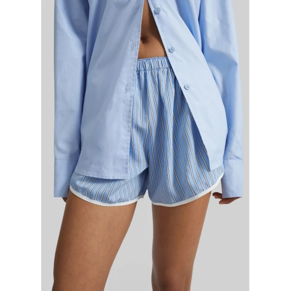 The Frankie Shop Deya Fluid Mini Boxer Shorts – Blue/White Stripe, view 4