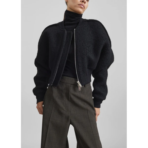 The Frankie Shop Dimaro Wool Cropped Bomber Jacket – Black, view 4