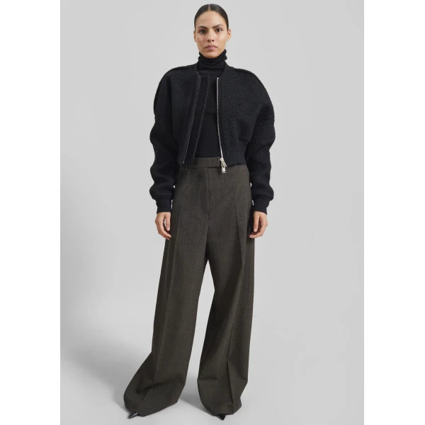 The Frankie Shop Dimaro Wool Cropped Bomber Jacket – Black, view 6
