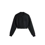 The Frankie Shop Dimaro Wool Cropped Bomber Jacket - Black - Oversized Minimalist Jackets in Black - Shop at Coveti