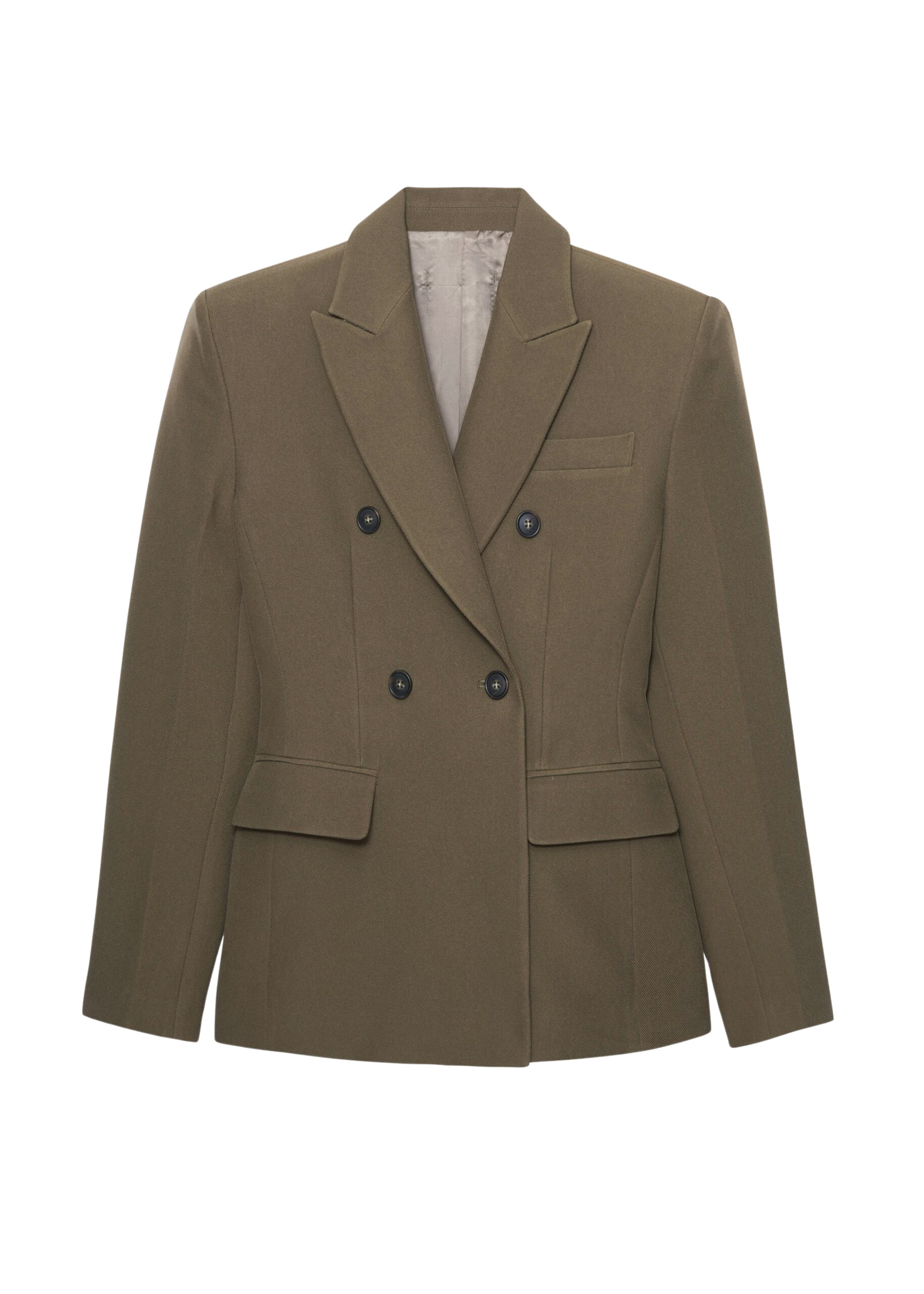 The Frankie Shop Dina Double Breasted Blazer – Khaki