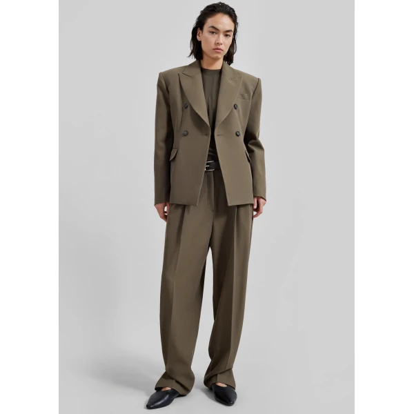 The Frankie Shop Dina Pleated Trousers – Khaki, view 5