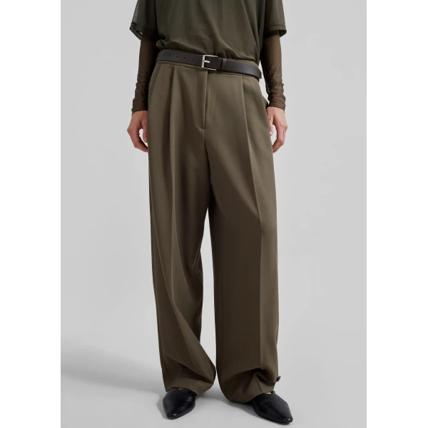 The Frankie Shop Dina Pleated Trousers – Khaki, view 6