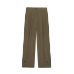 The Frankie Shop Dina Pleated Trousers - Khaki - Oversized Minimalist Pants in Green - Shop at Coveti