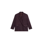 The Frankie Shop Dinant Padded Double-Breasted Blazer - Burgundy Plaid - Oversized Minimalist Jackets in Multicolour - Shop at Coveti