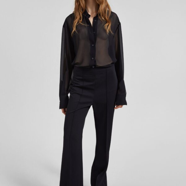 The Frankie Shop Dorotea Flared Pants - Black - Oversized Minimalist Pants in Black - Shop at Coveti