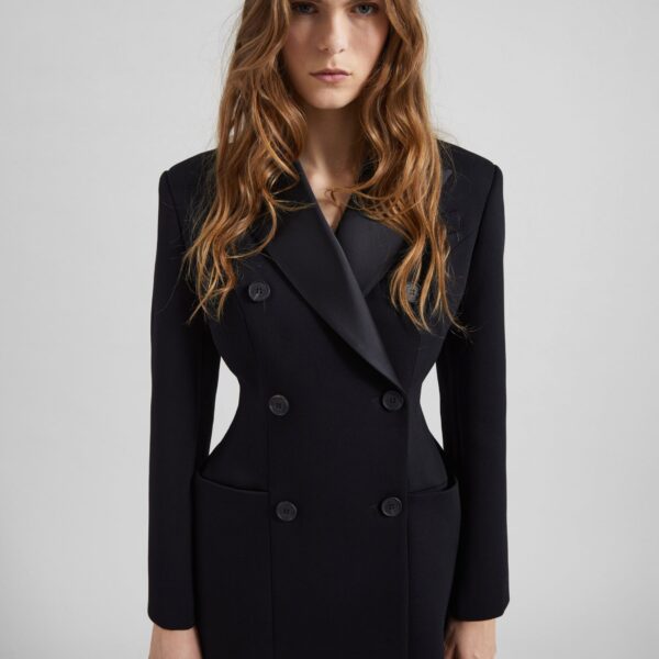 The Frankie Shop Dorotea Hourglass Smoking Blazer - Black - Oversized Minimalist Jackets in Black - Shop at Coveti