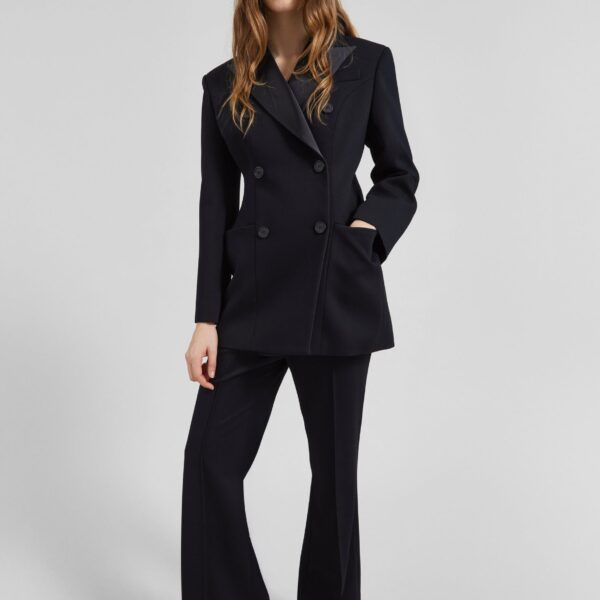 The Frankie Shop Dorotea Hourglass Smoking Blazer - Black - Oversized Minimalist Jackets in Black - Shop at Coveti