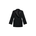 The Frankie Shop Dorotea Hourglass Smoking Blazer - Black - Oversized Minimalist Jackets in Black - Shop at Coveti