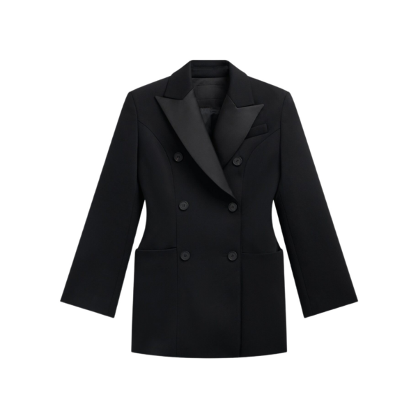 The Frankie Shop Dorotea Hourglass Smoking Blazer - Black - Oversized Minimalist Jackets in Black - Shop at Coveti